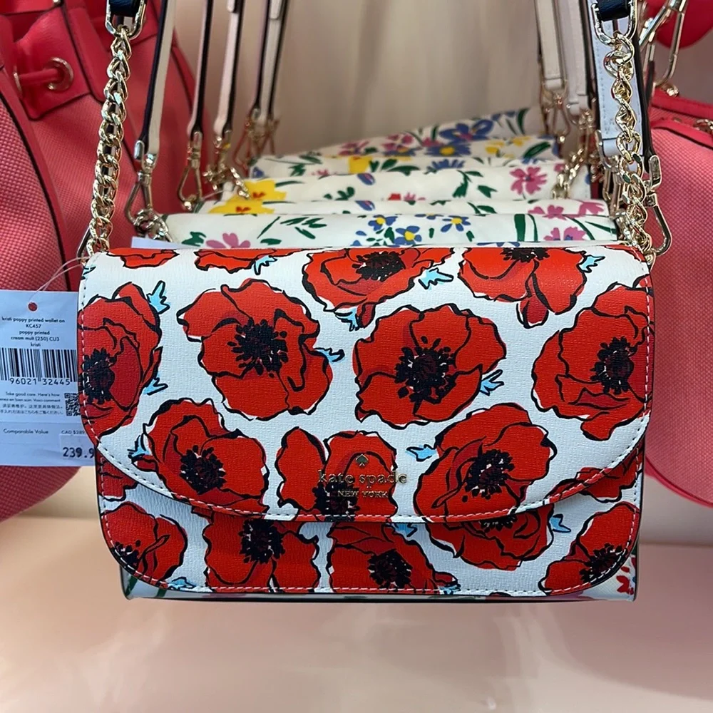 Kate Spade Kristi Poppy Printed Flap Crossbody 
Cream Multi NWT - Picture 5 of 16